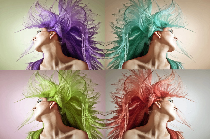 women, banner, colorful, poster, dyed hair, cyan, hair, selective coloring, wallpapper, orange hair (unnatural hair color), model, orange, photo art, flyer