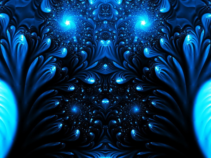 wallpapper, blue, black, 720P, Fractal, Abstract, digital, floral