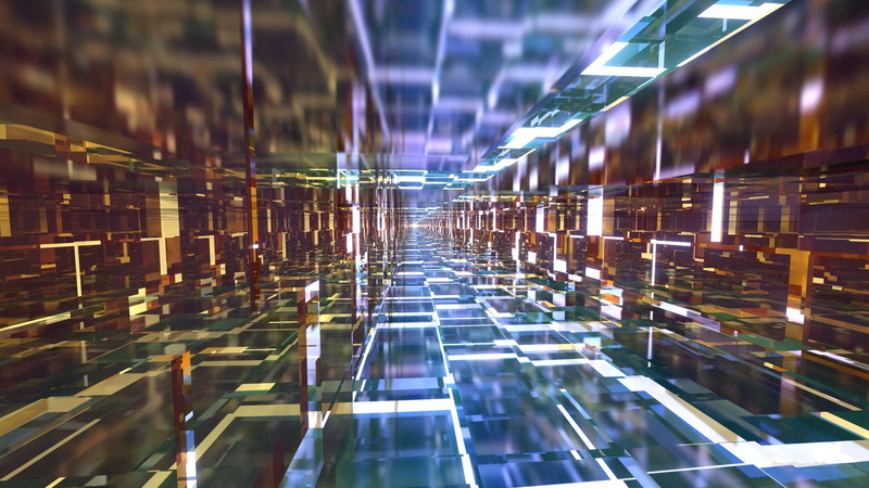 Mirror, 3D, Reflection, Digital Art, Artistic, 1080P, Abstract, Blender, Bright, Tunnel