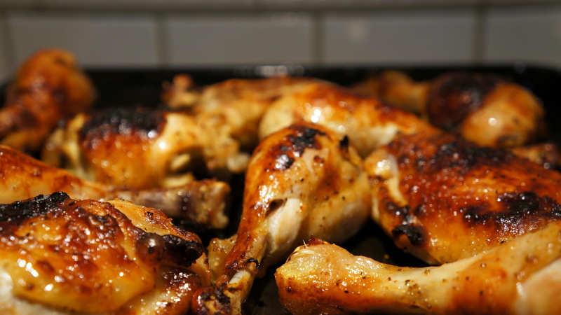 pollo, carne, muslo, asado, 4K, food