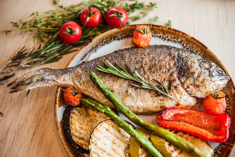 grill, fish, 1080P, vegetables