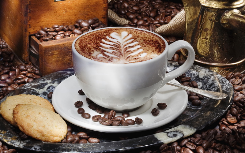 Saucer, Coffee, Cup, Cappuccino, Biscuits, Grain, 2K