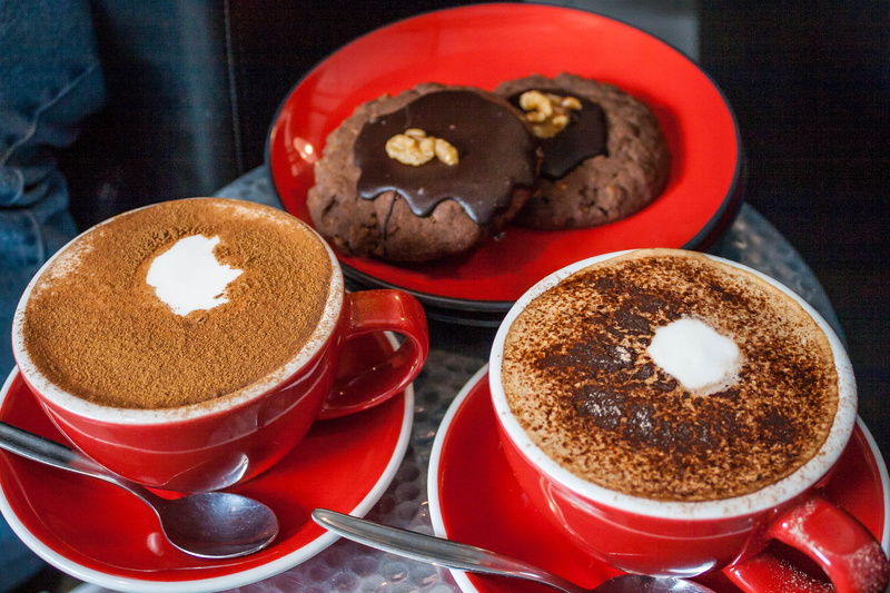 porcelain, hot, ceramic, red, no people, delicious, foam, mugs, freshness, breakfast, cookies, coffee, mug, spoons, dessert, caffeine, coffee cup, food
