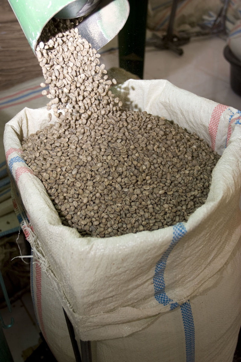 shipment, focus on foreground, indoors, café, sack, packing, black, farmer, abundance, large group of objects, coffee beans, one person, market, heap, drink