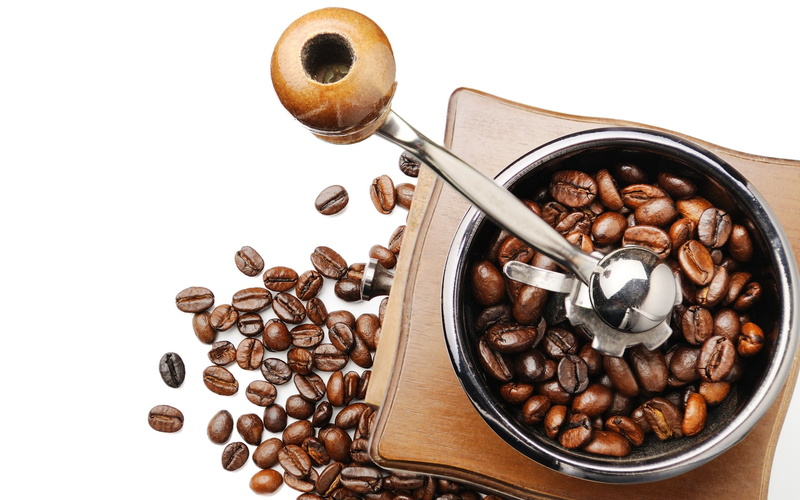 bean, wood - Material, gourmet, food and drink, cafe, cappuccino, coffee Bean, directly above, refreshment, grinder, silver, caffeine, bowl, scented, heat - Temperature