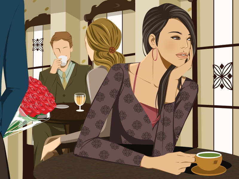 women, Couple, young adult, one person, Cafe, art and craft, indoors, sitting, Loneliness, adult, Girl, real people, creativity, lifestyles, casual clothing