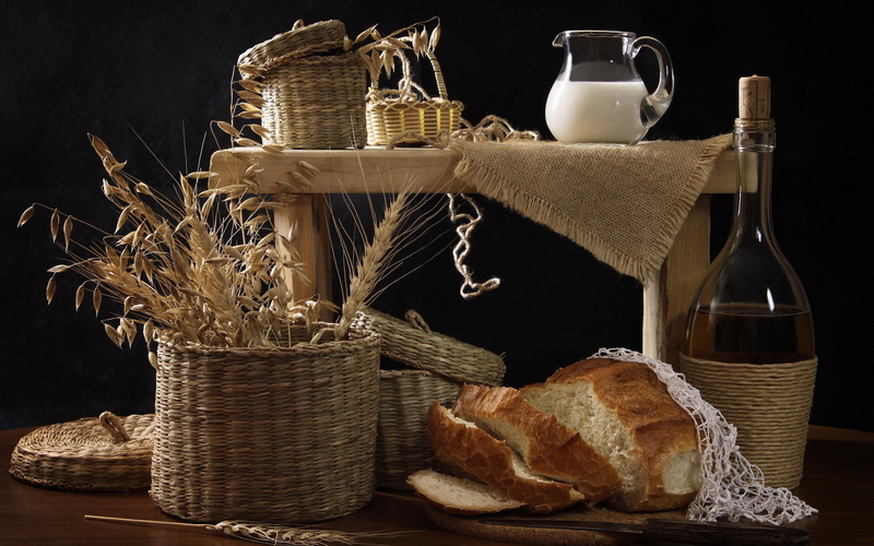 2560x1600, 2K, wine, brown, photography, bottle, basket, wicker, bread