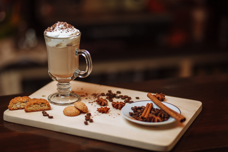 mocha, food, indulgence, coffee, breakfast, freshness, sweet food, table, glass, drink, dessert, roasted coffee bean, food and drink, kitchen utensil, no people