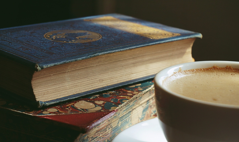 reading, book, books, old, antique, focus on foreground, cappuccino, old books, food and drink, publication, no people, 5K, vintage, indoors, coffee, cup