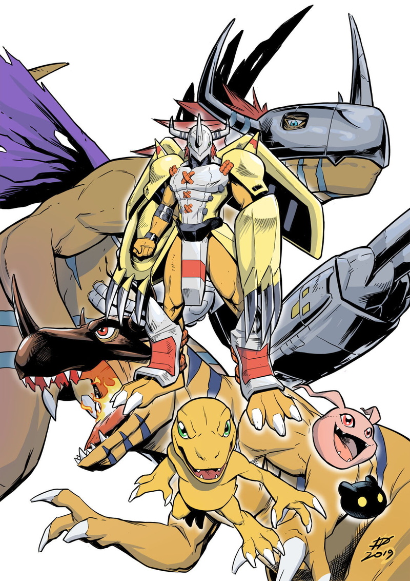 Digimon Adventure, Digimon, 720P, evolution, white background, Agumon, Ivan Fiorelli
