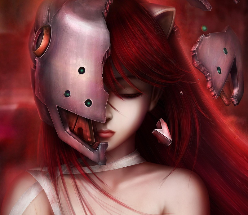 lucy, art, 1080P, elfen, elfen lied, anime, hair, lied, girl, face