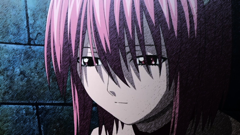 wall, portrait, character, front view, day, wall - building feature, low angle view, pink, Lucy (Elfen Lied), close-up, pattern, architecture, haired, art and craft