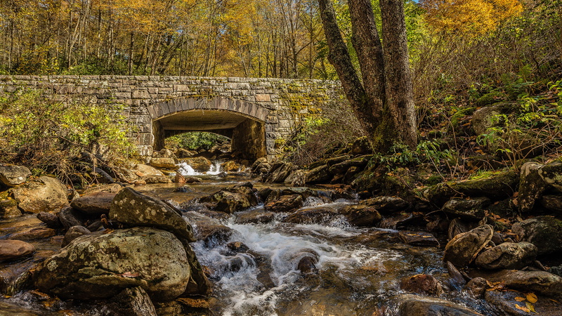 arch bridge, bridge, beauty in nature, flowing, water, 8k uhd picture, land, forest, solid, no people, nature, flowing water, rock, tree, stream - flowing water