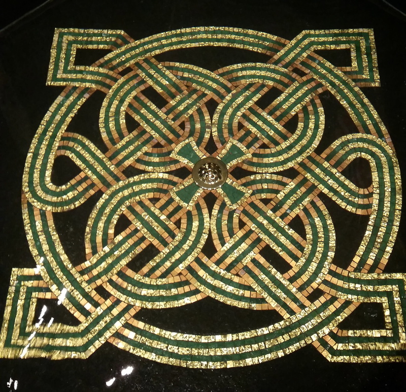 water, backgrounds, art and craft, architecture, travel, font, close-up, irish, gold, directly above, old, high angle view, religious, black background