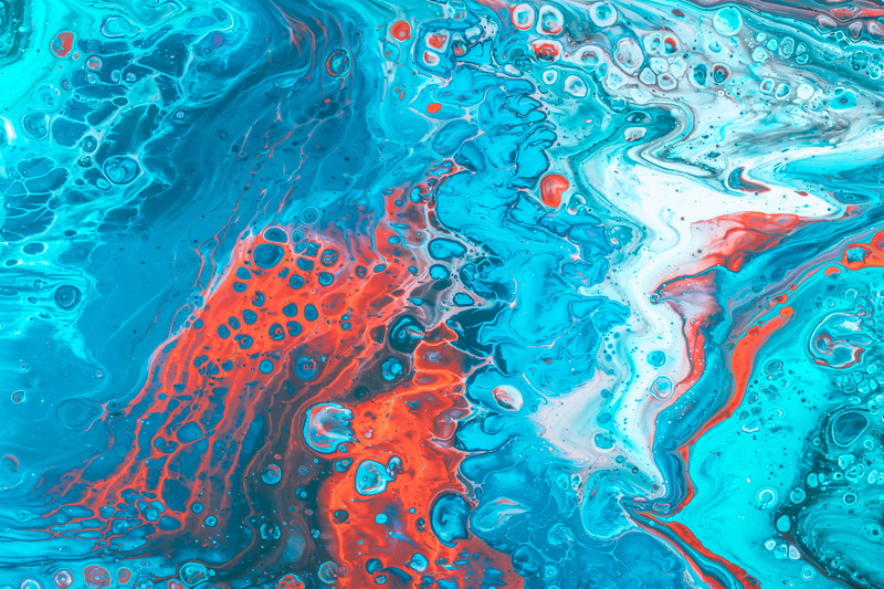 pattern, close-up, full frame, water, painting, 5K, multi colored, marbled effect, outdoors, nature, turquoise colored, vibrant color, white, motion, abstract