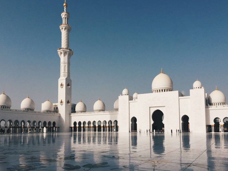 outdoors, clear sky, travel destinations, building, belief, architecture, water, swimming pool, religion, no people, courtyard, nature, flooring, mosque