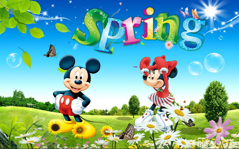 desktop, flight, sky, hd, blue, game, flowers, 1080P, dancing, grass, green, spring, mini, mickey, butterflies