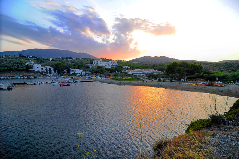 built structure, sky, beach, building exterior, outdoors, water, cloud - sky, catalunya, port lligat, scenics - nature, sunset, beauty in nature, land