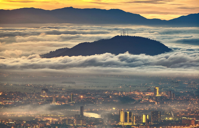 sunrise - Dawn, sunset, skyscraper, cloud - Sky, night, pollution, cloudscape, urban Skyline, 1080P, mountain, dusk, Malaysia, dawn, building Exterior