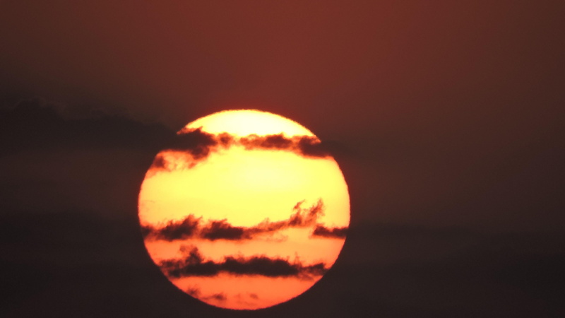 scenics - nature, sky, sun, beauty in nature, outdoors, yellow, sunrise, caspian sea, cloud - sky, astronomy, space, geometric shape, sphere, 4K, tranquility