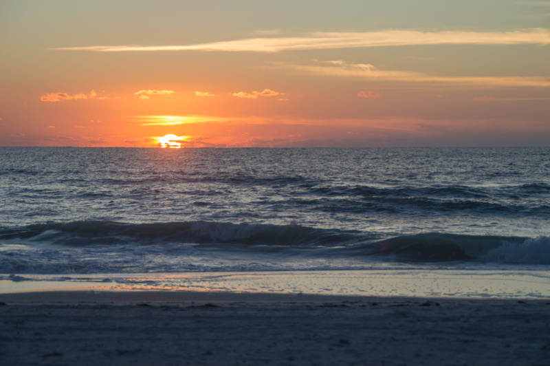 idyllic, beach, sun, land, flowing water, beauty in nature, water, 5K, sunset, gulf of mexico, motion, outdoors, sky, tranquility, horizon over water