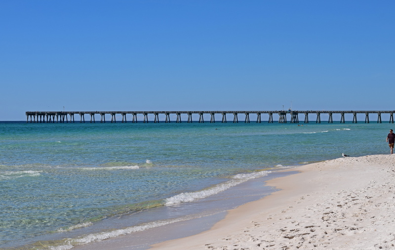 built structure, sea, tranquil scene, land, no people, gulf of mexico, blue, clear sky, scenic, activity, scenics - nature, sport, 5K, beach, water, travel