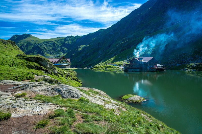 lake, sky, cloud - sky, no people, landscape, environment, non-urban scene, bergsee, beauty in nature, pass road, travel destinations, 5K, transfagarasan