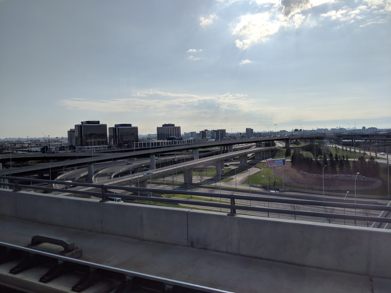 toronto, track, train - vehicle, overpass, canada, sky, mode of transportation, built structure, transportation, 4K, 5986 airport rd, city, cityscape