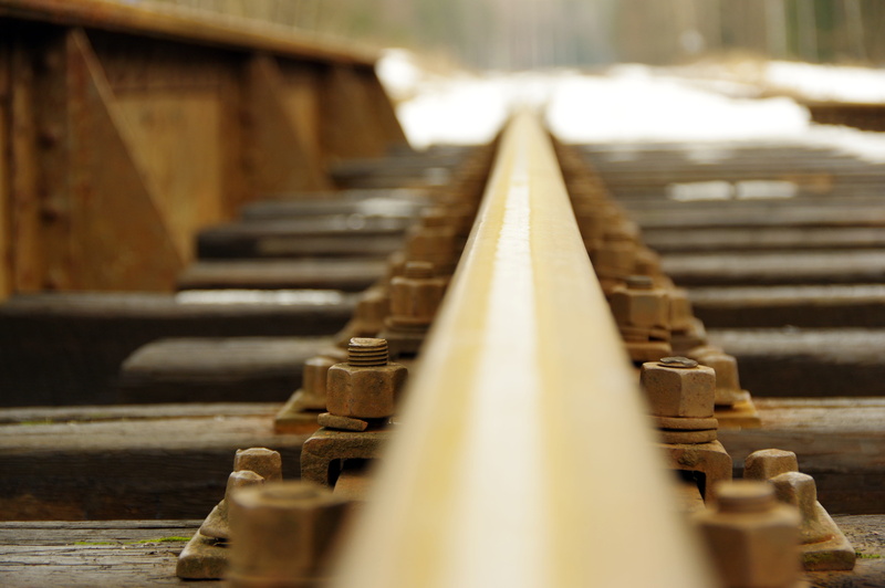 the way forward, close-up, no people, track, rail transportation, outdoors, railroad track, rails, flyover, direction, built structure, metal, selective focus