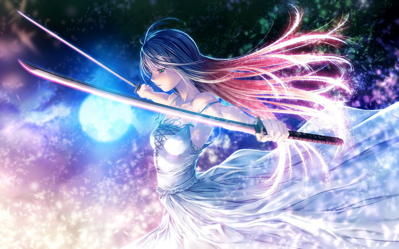 atlas, girl, beauty, anime, desktop, swords, twin, hd, joe, king, hero, 1080P, glory