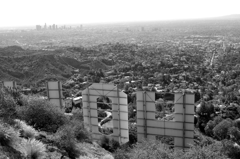 architecture, day, los angeles, hollywood sign, b and w, cityscape, house, 2K, hollywood, residential district, building exterior, city, outdoors, landscape