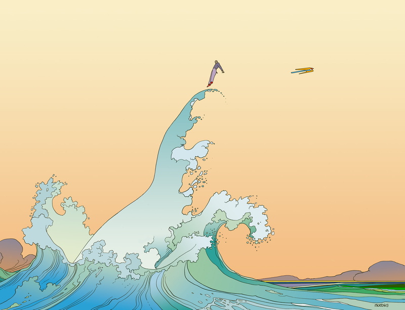 artwork, sea, waves, Mœbius, 720P, comics