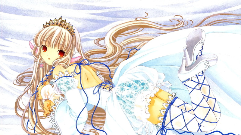 long hair, Chii, pattern, female likeness, blonde, Chobits, red eyes, looking at viewer, design, 1080P, open mouth, human representation, creativity, indoors