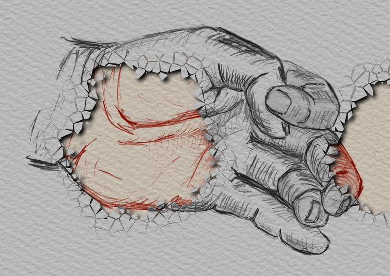 broken, no people, craft, still life, drawing - art product, indoors, art and craft, high angle view, close-up, finger, human, scribble, fingernails, illustration