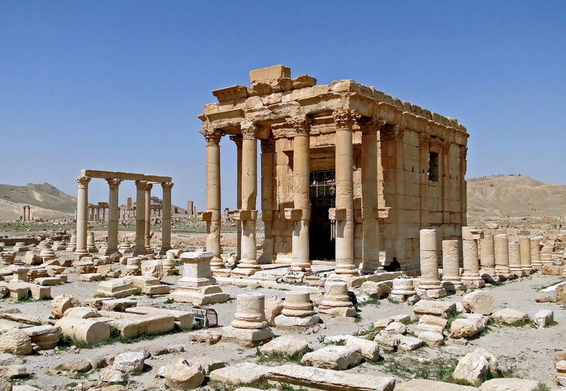 ruined, outdoors, architectural column, tourism, Temple, ancient, ancient civilization, old ruin, broken, history, old, clear sky, Ruins, Palmyra, the past