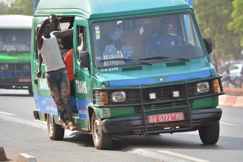 transportation, casual clothing, outdoors, road, city, land vehicle, sitting, sotrama, 4K, people, bamako, public transportation, mode of transportation