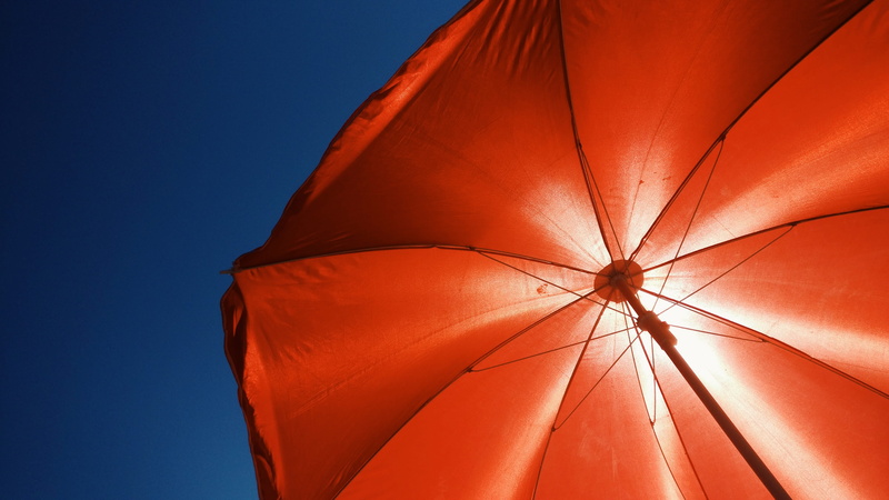 saturated color, malta, contrast, parasol, color, low angle view, sky, sea, orange color, colors, blue, beach, protection, security, plage, close-up, sun