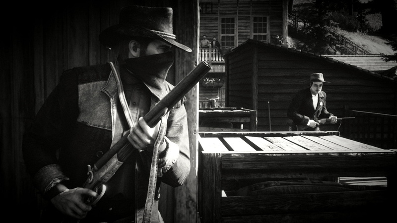 protagonist, 1080P, Arthur Morgan, shotgun, low saturation, video game man, screen shot, Rockstar Games, video game characters, Red Dead Redemption 2