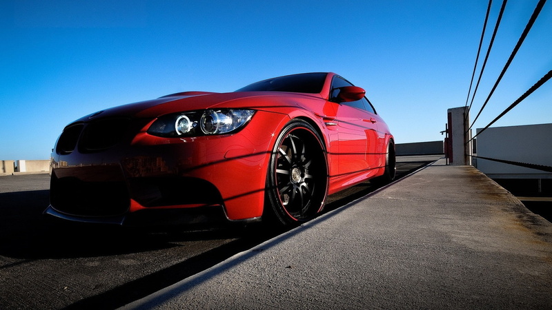 convertible, city, blue, 1080P, BMW M3, red cars, land vehicle, nature, clear sky, wealth, sports car, mode of transportation, transportation, E92, no people