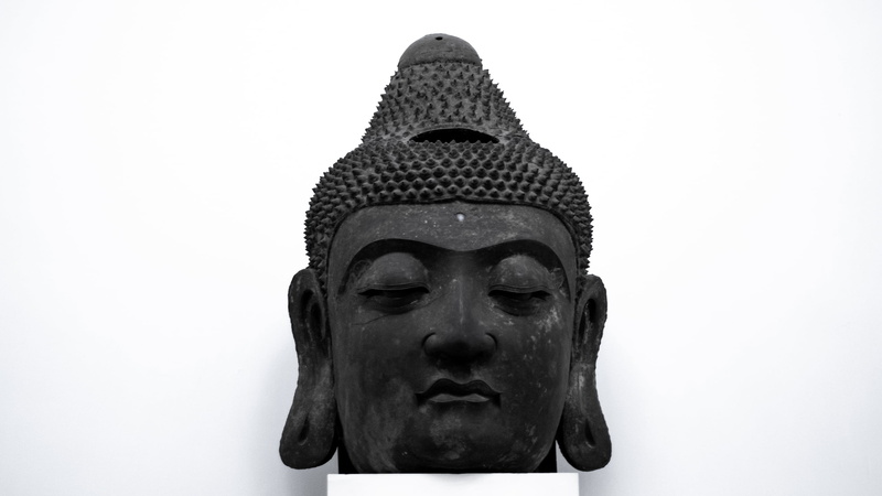 Buddhism, low saturation, sculpture, 2K, monochrome