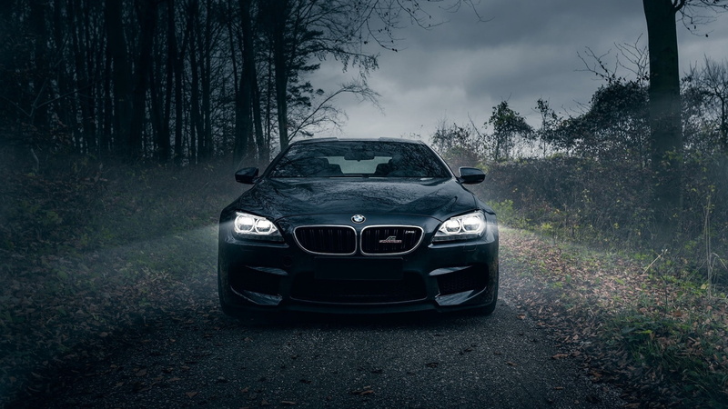 forest, BMW, nature, transportation, land, road, land vehicle, sky, day, dark, plant, BMW M6, warning sign, fog, vehicle, outdoors, trees, tree, 1080P