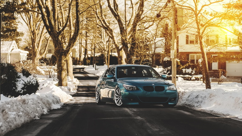 Sunrise, m, Car, Winter, Blue, e, 1080P, BMW
