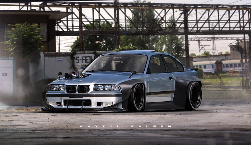 BMW E36, car, widebody, 720P, artwork, BMW, vehicle, Khyzyl Saleem