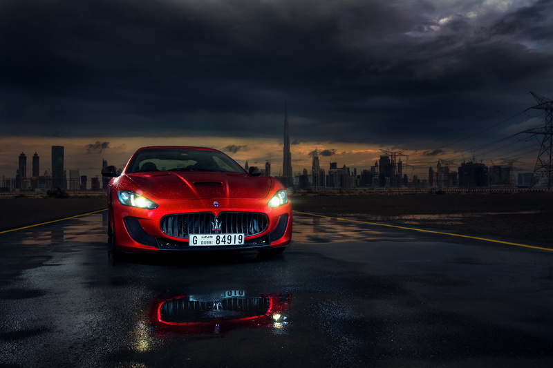 Granturismo, Sport, Car, Maserati, Dubai, Ligth, Darkside, Italian, Front, Red, Mc Road, 1080P