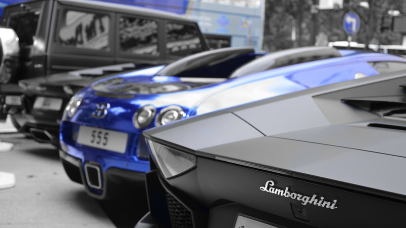 motor vehicle, vehicles, western script, text, Lamborghini Aventador, transportation, blue, no people, selective coloring, Buggati, assorted, still life