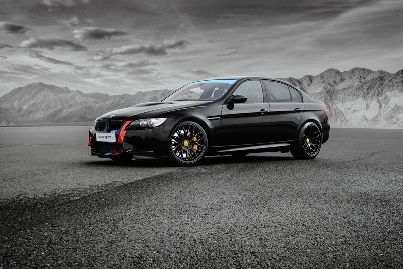 (E90), black, 4K, MR Car Design, BMW M3, Sedan