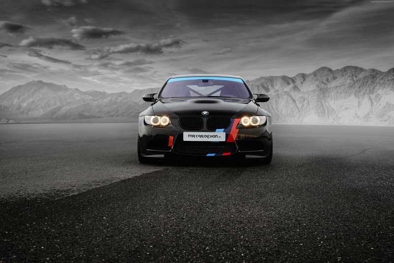 black, BMW M3, (E90), 4K, Sedan, MR Car Design