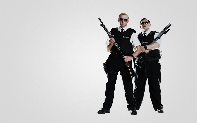 gun, Hot Fuzz, Nick Frost, Fuzz, Simon Pegg, weapons, 1080P, police