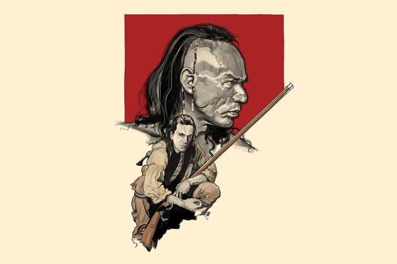 Wes Studi, Daniel Day-Lewis, The Last of the Mohicans, art, classic, Hawkeye, Magua, 1080P