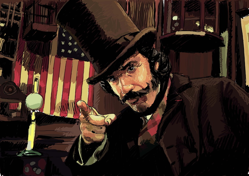 young adult, gangs of new York, adult, males, leisure activity, figure, clothing, night, mid adult, 2K, portrait, front view, USA flag, hat, beard, headshot